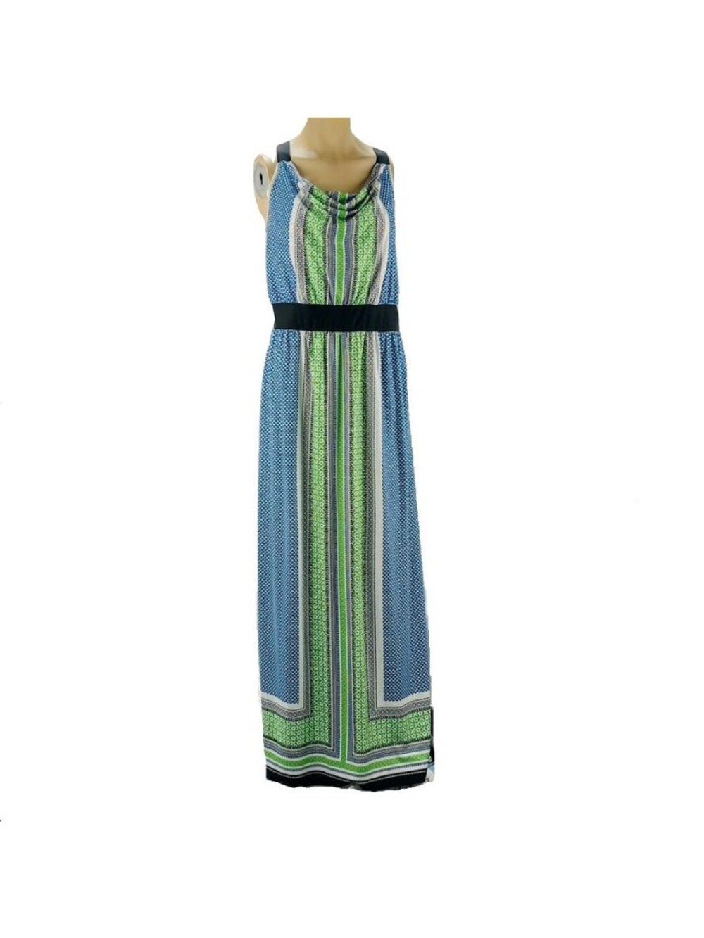 ND NEW DIRECTIONS Maxi Dress Sleeveless With Geometric & Striped Pattern